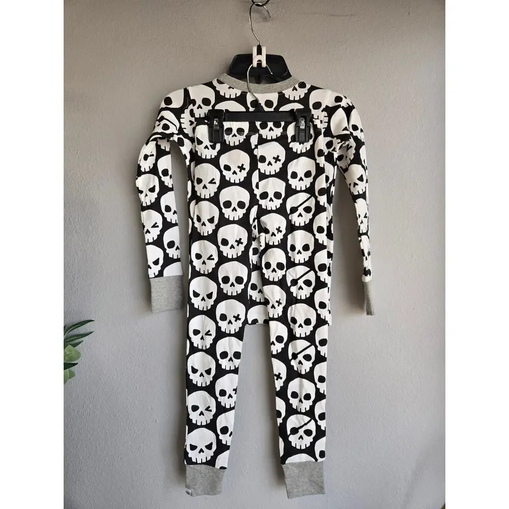 Honest Baby‎ Kids Organic Cotton Skull Print Snug Fit Pajama Set Black Gray XS/8